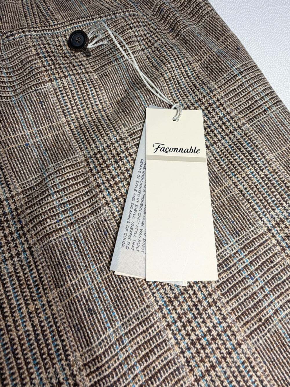 Faconnable Women’s 10 NWT Brown Plaid Wool Trousers Straight Leg - Picture 5 of 9